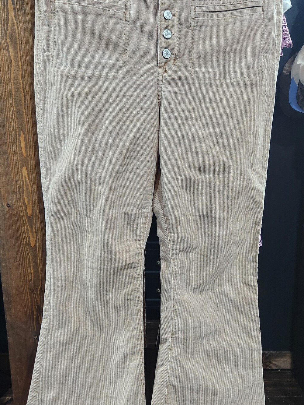 Corduroy Bootcut Women's Jeans in Light Taupe